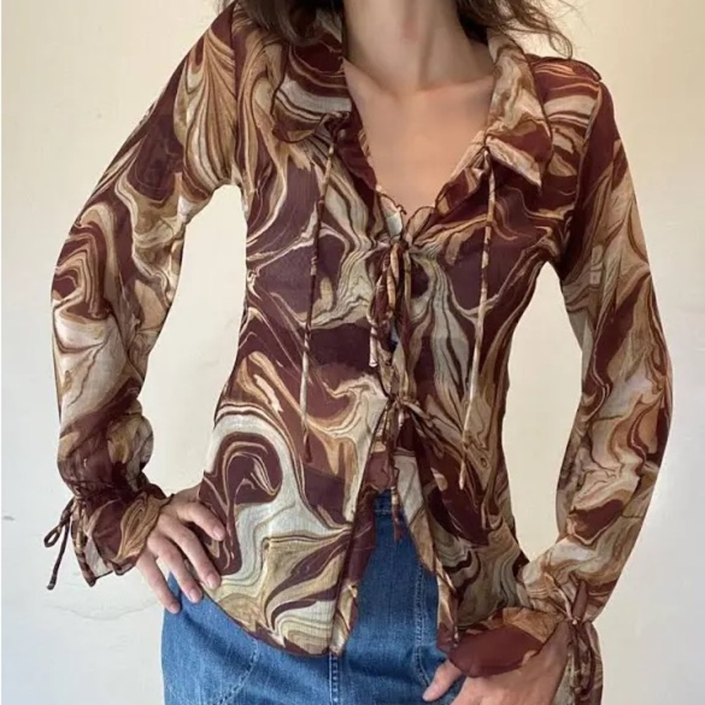 Urban Outfitters sheer tie blouse